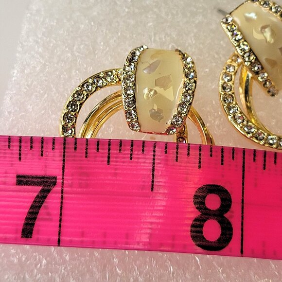 Gold Silver and Crystal Earrings - Picture 7 of 11